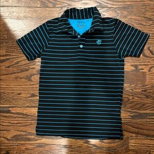 Black and Blue Striped Kids Golf  Shirt
